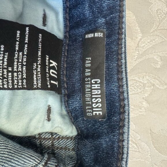 Kut From The Kloth Sz 10 High Rise Chrissie Fab Ab Straight Leg Distressed Jeans - Picture 5 of 9